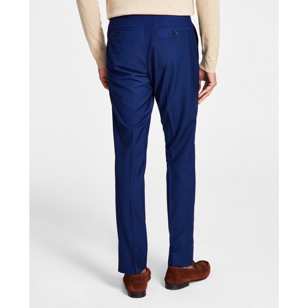 $135 NEW KENNETH COLE REACTION Mens 40x33 Blue Check Slim Dress Pants/Slacks - Picture 3 of 8